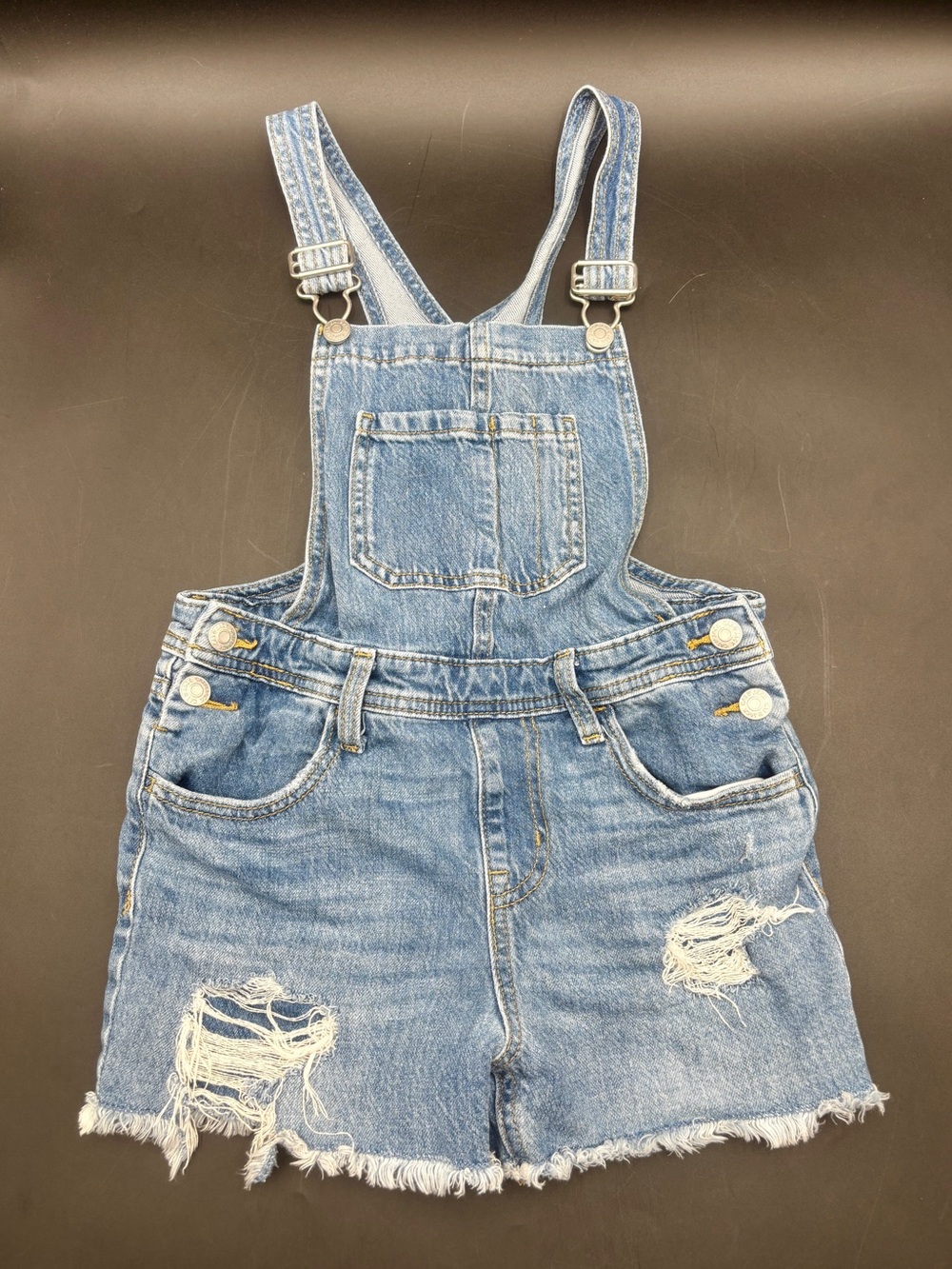 Cat & Jack Distressed Denim Shortalls - Girls Size M (8)